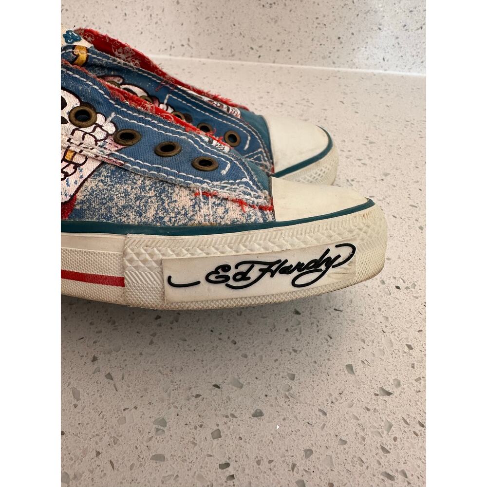 Ed Hardy Women’s Skull Tattoo Graphic High Top Sneakers Size 8 Y2K Vintage Style - Picture 4 of 13